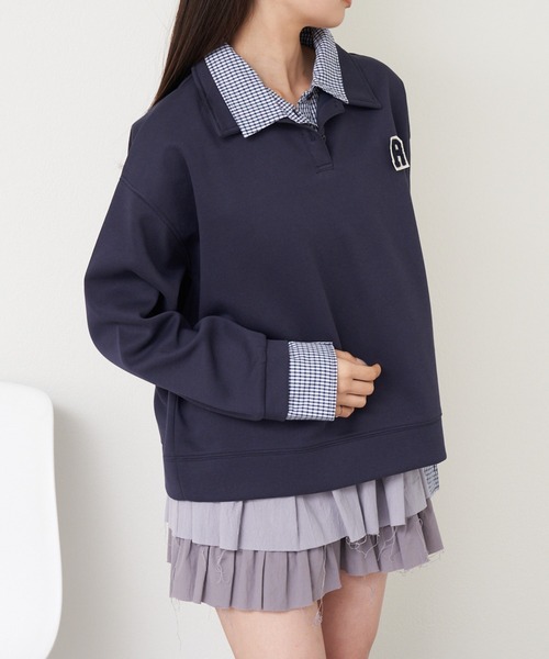 RAY CASSIN（レイカズン）の「【2025SS/ワッペン取り外し可】襟レイヤードルーズスウェット（スウェット・レディース・ブルー系その他2/グレー系その他2/アイボリー/ネイビー・FREE）」の18枚目の写真