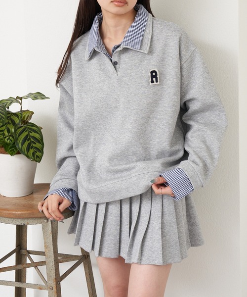 RAY CASSIN（レイカズン）の「【2025SS/ワッペン取り外し可】襟レイヤードルーズスウェット（スウェット・レディース・ブルー系その他2/グレー系その他2/アイボリー/ネイビー・FREE）」の15枚目の写真