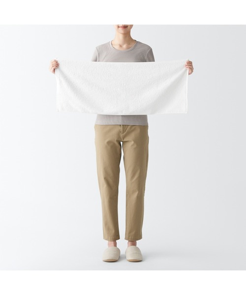 無印良品(ムジルシリョウヒン)の「カラーステッチパイル織りフェイスタオル 34×85cm(タオル・メンズ・アイボリー/チャコールグレー/ベージュ・FREE)」の5枚目の写真