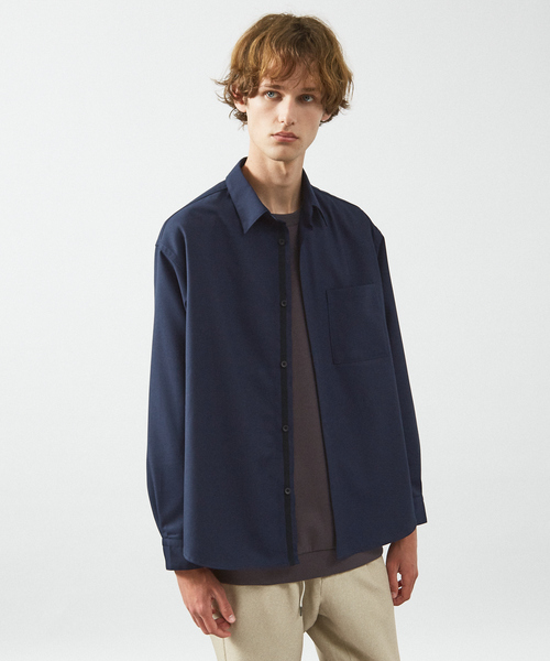 ABAHOUSE（アバハウス）の「イミテーションウール リラックスシャツ / レギュラーカラーシャツ（シャツ/ブラウス・メンズ・ホワイト/ベージュ/オレンジ/ネイビー・44/46/48）」の3枚目の写真