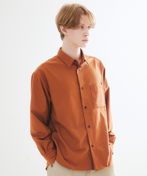 ABAHOUSE（アバハウス）の「イミテーションウール リラックスシャツ / レギュラーカラーシャツ（シャツ/ブラウス・メンズ・ホワイト/ベージュ/オレンジ/ネイビー・44/46/48）」の4枚目の写真