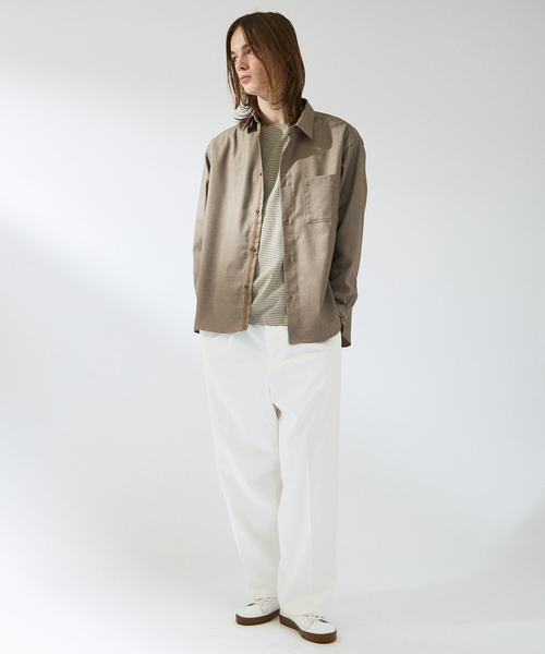 ABAHOUSE（アバハウス）の「イミテーションウール リラックスシャツ / レギュラーカラーシャツ（シャツ/ブラウス・メンズ・ホワイト/ベージュ/オレンジ/ネイビー・44/46/48）」の14枚目の写真