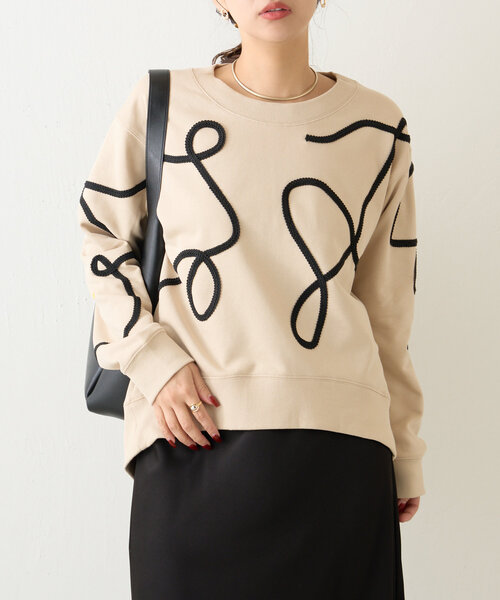 Jena espace merveilleux(ジェナ エスパスメルヴェイユ)の「線柄裏毛カットソー(Tシャツ/カットソー・レディース・チャコールグレー/ベージュ/グレー・FREE)」の3枚目の写真