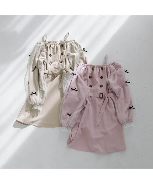 algy(アルジー)の「ふんわりボリュームトレンチワンピ(ワンピース・キッズ・ベージュ/ピンク・X-SMALL/MEDIUM/SMALL/XX-SMALL)」の7枚目の写真