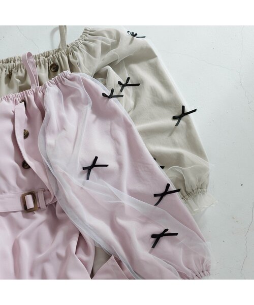 algy(アルジー)の「ふんわりボリュームトレンチワンピ(ワンピース・キッズ・ベージュ/ピンク・X-SMALL/MEDIUM/SMALL/XX-SMALL)」の8枚目の写真