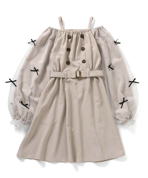 algy(アルジー)の「ふんわりボリュームトレンチワンピ(ワンピース・キッズ・ベージュ/ピンク・X-SMALL/MEDIUM/SMALL/XX-SMALL)」の9枚目の写真