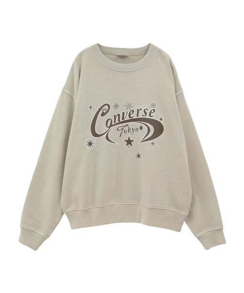 CONVERSE TOKYO(コンバーストウキョウ)の「PIGMENT DYE CONSTELLATION PRINT SWEAT(スウェット・レディース・ブラック/ベージュ/サックスブルー・SMALL/MEDIUM)」の1枚目の写真