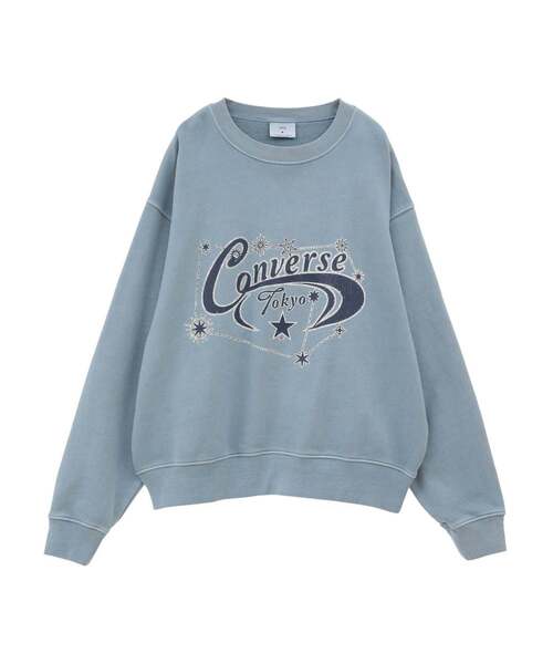 CONVERSE TOKYO(コンバーストウキョウ)の「PIGMENT DYE CONSTELLATION PRINT SWEAT(スウェット・レディース・ブラック/ベージュ/サックスブルー・SMALL/MEDIUM)」の3枚目の写真
