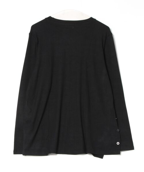 aimoha(アイモハ)の「サイドボタンラウンドネックトップス(Tシャツ/カットソー・レディース・ブラック/ホワイト/ダークグレー/チョコ・FREE)」の5枚目の写真