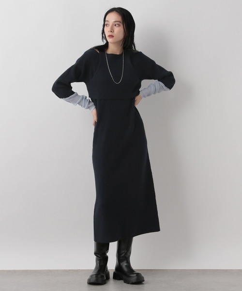 LOWRYS FARM(ローリーズファーム)の「タンクSETソデシアーワンピース 290399(ワンピース・レディース・ネイビー/チャコールグレー/アイボリー・FREE)」の14枚目の写真