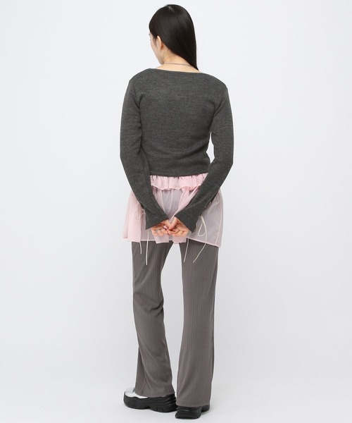 3.3 Field Trip （3.3フィールドトリップ）の「3.3 Field Trip／リブレースアップニット（ニット/セーター・レディース・ベージュ/チャコール/ブラウン・FREE）」の6枚目の写真