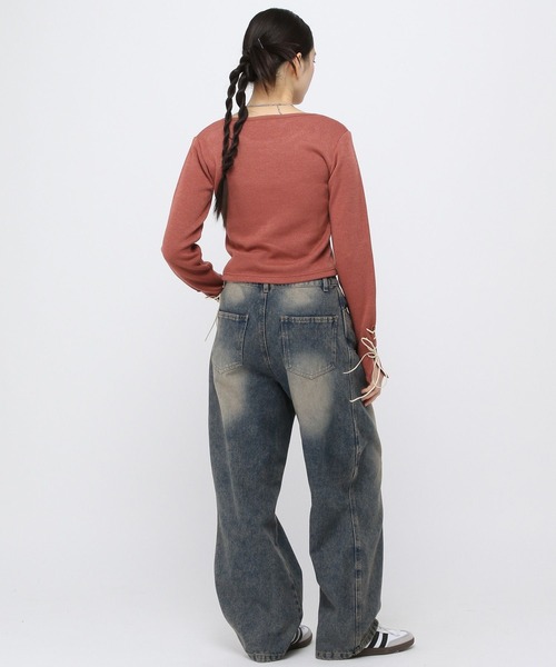 3.3 Field Trip （3.3フィールドトリップ）の「3.3 Field Trip／リブレースアップニット（ニット/セーター・レディース・ベージュ/チャコール/ブラウン・FREE）」の11枚目の写真