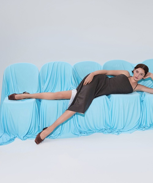 サテン ボウスクエアトゥスリングバックパンプス（パンプス）｜CHARLES