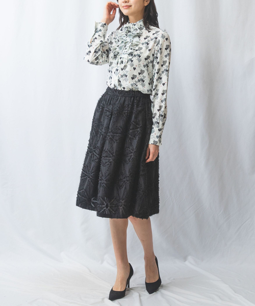 NARACAMICIE(ナラカミーチェ)の「【NARACAMICIE】カットジャガードフレアスカート(スカート・レディース・ホワイト/ブラック・M/XL)」の8枚目の写真
