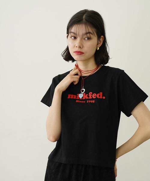MILKFED.（ミルクフェド）の「COOPER LOGO COMPACT S/S TEE（Tシャツ/カットソー・レディース・ライトピンク/ブルー/オフホワイト/ブラック・S/M）」の11枚目の写真