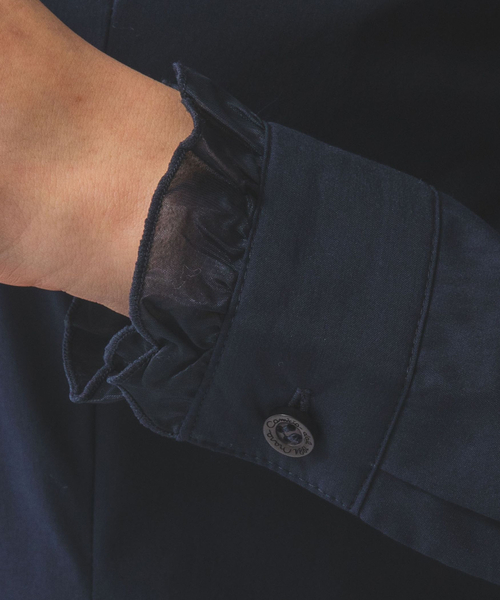 NARACAMICIE（ナラカミーチェ）の「【NARACAMICIE】2重スタンドフリルブロード長袖ブラウス（シャツ/ブラウス・レディース・ネイビー/ホワイト・S/M/L/XL）」の18枚目の写真