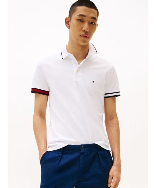 TOMMY HILFIGER（トミーヒルフィガー）の「フラッグカフスリムフィットポロシャツ（ポロシャツ・メンズ・ブルー/ホワイト/レッド/ネイビー・LARGE/MEDIUM/SMALL/X-LARGE）」の2枚目の写真