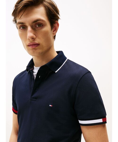 TOMMY HILFIGER（トミーヒルフィガー）の「フラッグカフスリムフィットポロシャツ（ポロシャツ・メンズ・ブルー/ホワイト/レッド/ネイビー・LARGE/MEDIUM/SMALL/X-LARGE）」の8枚目の写真