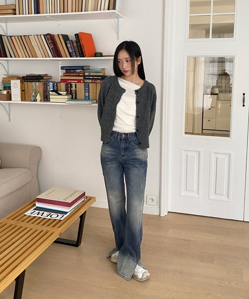 by muni:r（バイ ムニール）の「切開スリムデニムパンツ（デニムパンツ・レディース・ブルー/ダークブルー・SMALL/MEDIUM）」の7枚目の写真