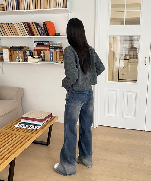 by muni:r（バイ ムニール）の「切開スリムデニムパンツ（デニムパンツ・レディース・ブルー/ダークブルー・SMALL/MEDIUM）」の9枚目の写真