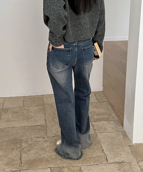 by muni:r（バイ ムニール）の「切開スリムデニムパンツ（デニムパンツ・レディース・ブルー/ダークブルー・SMALL/MEDIUM）」の11枚目の写真