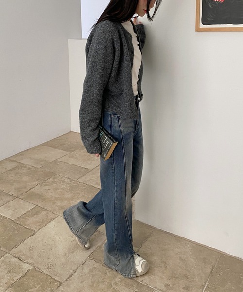 by muni:r（バイ ムニール）の「切開スリムデニムパンツ（デニムパンツ・レディース・ブルー/ダークブルー・SMALL/MEDIUM）」の13枚目の写真