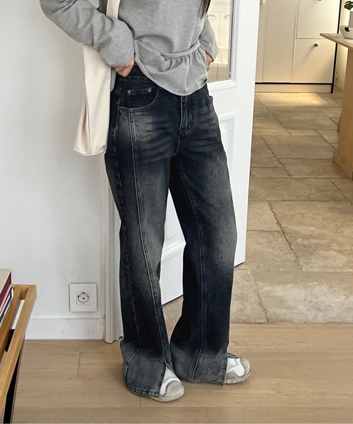 by muni:r（バイ ムニール）の「切開スリムデニムパンツ（デニムパンツ・レディース・ブルー/ダークブルー・SMALL/MEDIUM）」の16枚目の写真