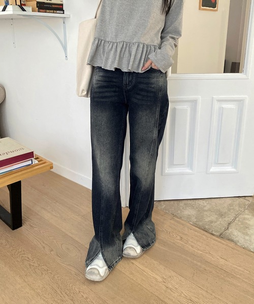 by muni:r（バイ ムニール）の「切開スリムデニムパンツ（デニムパンツ・レディース・ブルー/ダークブルー・SMALL/MEDIUM）」の18枚目の写真