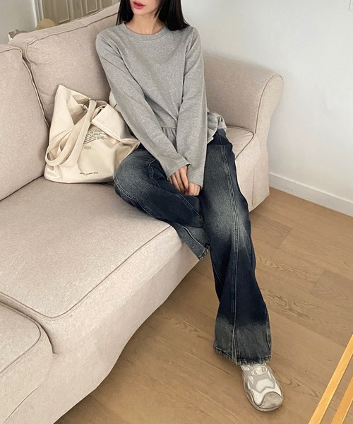 by muni:r（バイ ムニール）の「切開スリムデニムパンツ（デニムパンツ・レディース・ブルー/ダークブルー・SMALL/MEDIUM）」の20枚目の写真