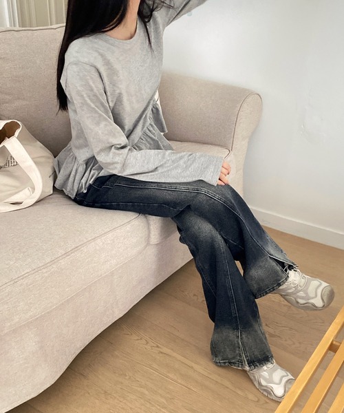 by muni:r（バイ ムニール）の「切開スリムデニムパンツ（デニムパンツ・レディース・ブルー/ダークブルー・SMALL/MEDIUM）」の21枚目の写真