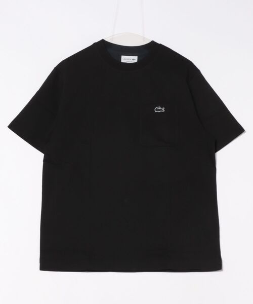 Lacoste ラコステ ◆首 ロゴ 半袖 Tシャツ ブラック LACOSTE ラコステ Tシャツ カットソー 半袖 ラウンドネック 無地