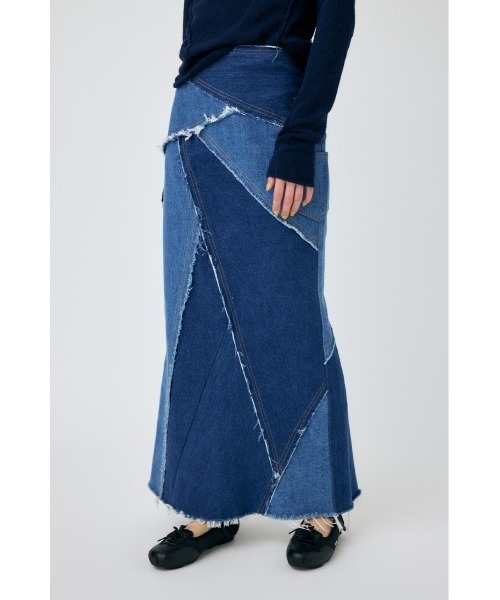 MOUSSY（マウジー）の「【セットアップ対応】REBUILD マーメイドスカート（デニムスカート・レディース・ブルー/オフホワイト・2/0/1）」の3枚目の写真