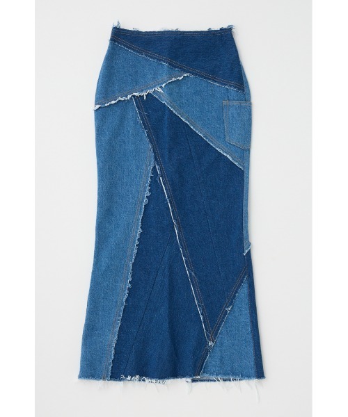 MOUSSY（マウジー）の「【セットアップ対応】REBUILD マーメイドスカート（デニムスカート・レディース・ブルー/オフホワイト・2/0/1）」の5枚目の写真