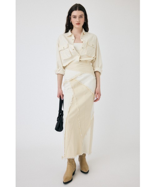 MOUSSY（マウジー）の「【セットアップ対応】REBUILD マーメイドスカート（デニムスカート・レディース・ブルー/オフホワイト・2/0/1）」の8枚目の写真