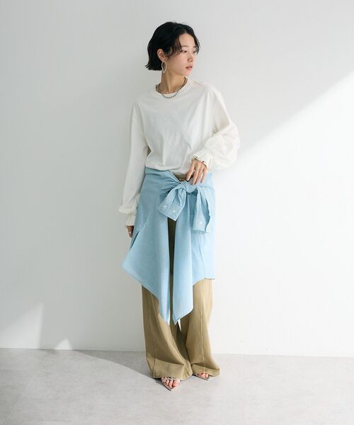 Sugar spoon(シュガースプーン)の「・SUGAR SPOON タックスリーブロンTEE(Tシャツ/カットソー・レディース・オフホワイト/ブラック/アイボリー/グレイッシュベージュ/ピンク/グリーン・FREE)」の8枚目の写真