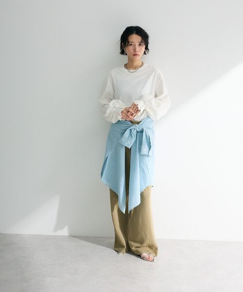 Sugar spoon(シュガースプーン)の「・SUGAR SPOON タックスリーブロンTEE(Tシャツ/カットソー・レディース・オフホワイト/ブラック/アイボリー/グレイッシュベージュ/ピンク/グリーン・FREE)」の9枚目の写真