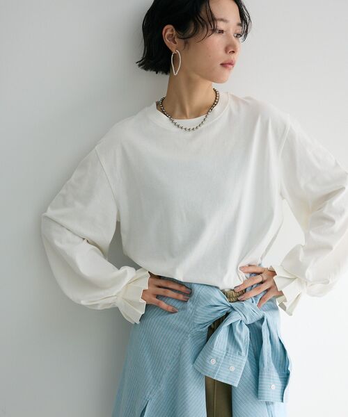 Sugar spoon(シュガースプーン)の「・SUGAR SPOON タックスリーブロンTEE(Tシャツ/カットソー・レディース・オフホワイト/ブラック/アイボリー/グレイッシュベージュ/ピンク/グリーン・FREE)」の11枚目の写真