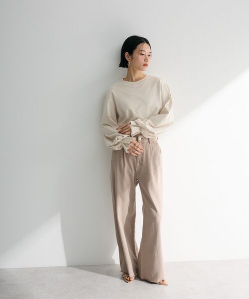 Sugar spoon(シュガースプーン)の「・SUGAR SPOON タックスリーブロンTEE(Tシャツ/カットソー・レディース・オフホワイト/ブラック/アイボリー/グレイッシュベージュ/ピンク/グリーン・FREE)」の14枚目の写真