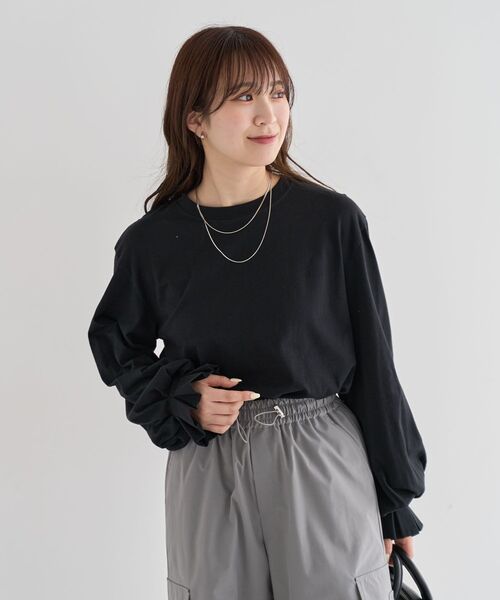 Sugar spoon(シュガースプーン)の「・SUGAR SPOON タックスリーブロンTEE(Tシャツ/カットソー・レディース・オフホワイト/ブラック/アイボリー/グレイッシュベージュ/ピンク/グリーン・FREE)」の20枚目の写真