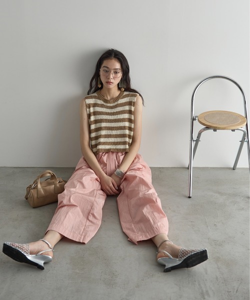 ノースリーブボーダークロップドニットPO（ニット/セーター）｜THE YOn