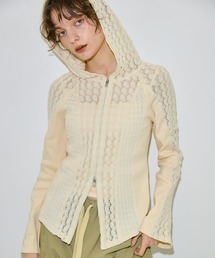 コットンレースフーディTOP