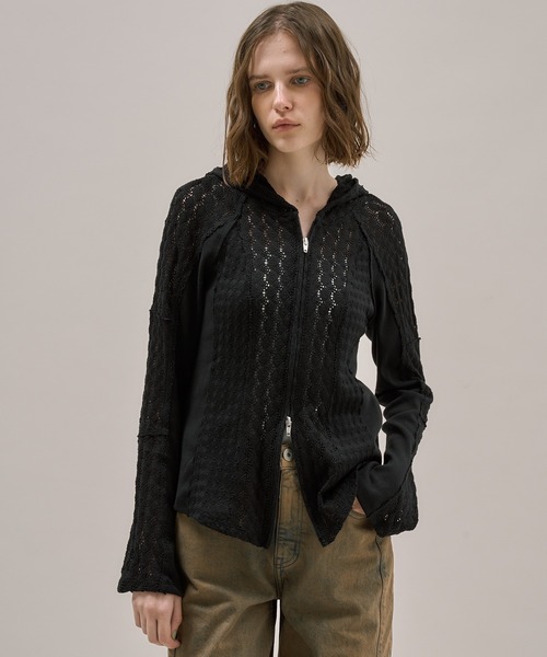 PUBLIC TOKYO(パブリックトウキョウ)の「コットンレースフーディTOP(パーカー・レディース・ホワイト/ブラック/ブルー・FREE)」の2枚目の写真