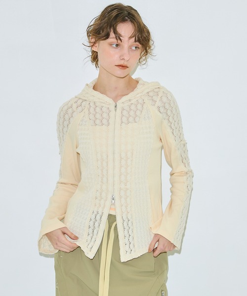 PUBLIC TOKYO(パブリックトウキョウ)の「コットンレースフーディTOP(パーカー・レディース・ホワイト/ブラック/ブルー・FREE)」の10枚目の写真