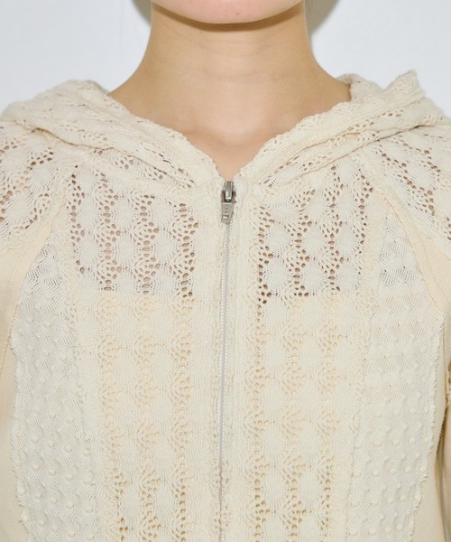 PUBLIC TOKYO(パブリックトウキョウ)の「コットンレースフーディTOP(パーカー・レディース・ホワイト/ブラック/ブルー・FREE)」の12枚目の写真