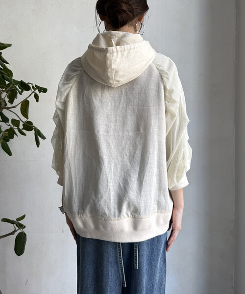 ✳︎ピー✳︎♢美品♢DouDou シアー切替ブルゾン ホワイト フリーサイズ DOUDOU シアー切替ブルゾン ホワイト フリーサイズ
