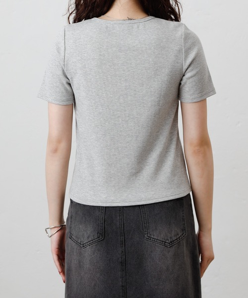 COLONY 2139（コロニートゥーワンスリーナイン）の「ヘンリーネックテレコハーフスリーブTシャツ（Tシャツ/カットソー・レディース・グレー/オフホワイト/ブラック・FREE）」の15枚目の写真