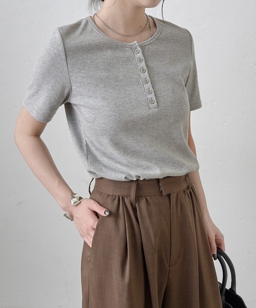 セール】ヘンリーネックテレコハーフスリーブTシャツ（Tシャツ