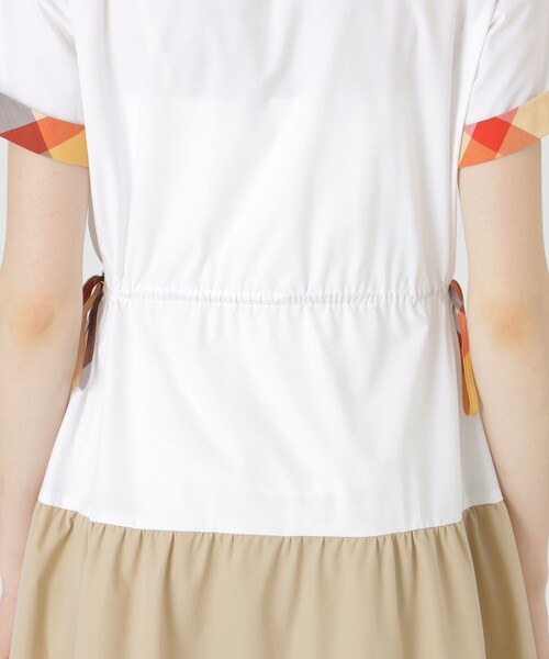 BLUE LABEL CRESTBRIDGE（ブルーレーベルクレストブリッジ）の「ストレッチプルーフクロスパーシャルドレス（ワンピース・レディース・ベージュ/ダークネイビー・36/38）」の13枚目の写真