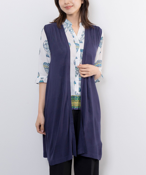 NARACAMICIE(ナラカミーチェ)の「【NARACAMICIE】トッパーニットジレ(ニット/セーター・レディース・ブラック/ネイビー・XL/M)」の2枚目の写真