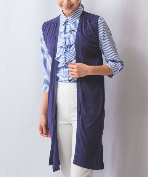 NARACAMICIE(ナラカミーチェ)の「【NARACAMICIE】トッパーニットジレ(ニット/セーター・レディース・ブラック/ネイビー・XL/M)」の4枚目の写真